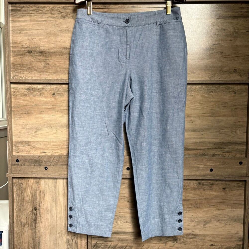Talbots 10 Perfect Crop Curvy Blue Pants Preppy Old Money Coastal Retro Boho